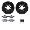 8312-53007 Drilled/Slotted Brake Rotors with 3000-Series Ceramic Brake Pads Kit & Hardware [Black], 2006-2010 GM, Position: Rear - image 1