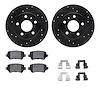 8312-53008 Drilled/Slotted Brake Rotors with 3000-Series Ceramic Brake Pads Kit & Hardware [Black], 2002-2008 GM, Position: Rear - image 1