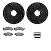 8312-54052 Drilled/Slotted Brake Rotors with 3000-Series Ceramic Brake Pads Kit & Hardware [Black], 1986-1988 Ford/Lincoln/Mercu - image 1