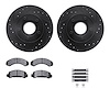 8312-54057 Drilled/Slotted Brake Rotors with 3000-Series Ceramic Brake Pads Kit & Hardware [Black], 1990-1994 Ford/Lincoln/Mercu - image 1