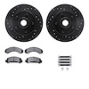 8312-54059 Drilled/Slotted Brake Rotors with 3000-Series Ceramic Brake Pads Kit & Hardware [Black], 1986-1992 Ford/Lincoln/Mercu - image 1