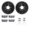8312-54080 Drilled/Slotted Brake Rotors with 3000-Series Ceramic Brake Pads Kit & Hardware [Black], 1998-2002 Ford/Lincoln/Mercu - image 1
