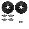 8312-54146 Drilled/Slotted Brake Rotors with 3000-Series Ceramic Brake Pads Kit & Hardware [Black], 2004-2013 Volvo, Position: F - image 1