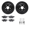 8312-54206 Drilled/Slotted Brake Rotors with 3000-Series Ceramic Brake Pads Kit & Hardware [Black], 2016-2018 Ford/Lincoln/Mercu - image 1