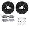 8312-56026 Drilled/Slotted Brake Rotors with 3000-Series Ceramic Brake Pads Kit & Hardware [Black], 1998-2002 Ford/Lincoln/Mercu - image 1