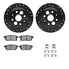 8312-58001 Drilled/Slotted Brake Rotors with 3000-Series Ceramic Brake Pads Kit & Hardware [Black], 1986-1989 Acura/Honda, Posit - image 1