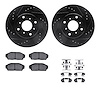 8312-58003 Drilled/Slotted Brake Rotors with 3000-Series Ceramic Brake Pads Kit & Hardware [Black], 1987-1990 Acura/Honda, Posit - image 1
