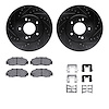 8312-58004 Drilled/Slotted Brake Rotors with 3000-Series Ceramic Brake Pads Kit & Hardware [Black], 1991-1996 Acura/Honda, Posit - image 1