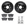 8312-58014 Drilled/Slotted Brake Rotors with 3000-Series Ceramic Brake Pads Kit & Hardware [Black], 2002-2004 Acura/Honda, Posit - image 1
