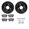 8312-58016 Drilled/Slotted Brake Rotors with 3000-Series Ceramic Brake Pads Kit & Hardware [Black], 1992-1994 Acura/Honda, Posit