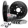 8312-58018 Drilled/Slotted Brake Rotors with 3000-Series Ceramic Brake Pads Kit & Hardware [Black], 1996-1998 Acura/Honda, Posit