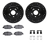 8312-58034 Drilled/Slotted Brake Rotors with 3000-Series Ceramic Brake Pads Kit & Hardware [Black], Fits Select Acura/Honda, Pos - image 1