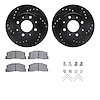 8312-59005 Drilled/Slotted Brake Rotors with 3000-Series Ceramic Brake Pads Kit & Hardware [Black], 1982-1983 Acura/Honda, Posit - image 1