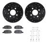 8312-59007 Drilled/Slotted Brake Rotors with 3000-Series Ceramic Brake Pads Kit & Hardware [Black], 1980-1982 Acura/Honda, Posit - image 1