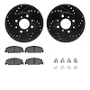 8312-59013 Drilled/Slotted Brake Rotors with 3000-Series Ceramic Brake Pads Kit & Hardware [Black], 1990-2000 Acura/Honda, Posit - image 1