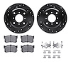 8312-59024 Drilled/Slotted Brake Rotors with 3000-Series Ceramic Brake Pads Kit & Hardware [Black], 1986-1988 Acura/Honda, Posit - image 1