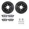 8312-59028 Drilled/Slotted Brake Rotors with 3000-Series Ceramic Brake Pads Kit & Hardware [Black], 1989-1989 Acura/Honda, Posit - image 1