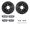 8312-59029 Drilled/Slotted Brake Rotors with 3000-Series Ceramic Brake Pads Kit & Hardware [Black], 1988-2001 Acura/Honda, Posit - image 1