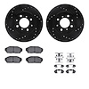 8312-59030 Drilled/Slotted Brake Rotors with 3000-Series Ceramic Brake Pads Kit & Hardware [Black], 1988-1991 Acura/Honda, Posit - image 1