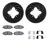 8312-59032 Drilled/Slotted Brake Rotors with 3000-Series Ceramic Brake Pads Kit & Hardware [Black], 1990-1997 Acura/Honda, Posit - image 1