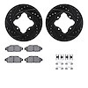 8312-59034 Drilled/Slotted Brake Rotors with 3000-Series Ceramic Brake Pads Kit & Hardware [Black], 1990-1993 Acura/Honda, Posit - image 1