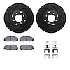 8312-59036 Drilled/Slotted Brake Rotors with 3000-Series Ceramic Brake Pads Kit & Hardware [Black], 1992-1996 Acura/Honda, Posit - image 1