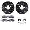 8312-59037 Drilled/Slotted Brake Rotors with 3000-Series Ceramic Brake Pads Kit & Hardware [Black], 1991-2001 Multiple Makes/Mod - image 1