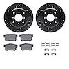 8312-59042 Drilled/Slotted Brake Rotors with 3000-Series Ceramic Brake Pads Kit & Hardware [Black], 1992-1996 Acura/Honda, Posit - image 1