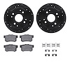 8312-59043 Drilled/Slotted Brake Rotors with 3000-Series Ceramic Brake Pads Kit & Hardware [Black], 1992-1997 Acura/Honda, Posit - image 1