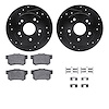 8312-59044 Drilled/Slotted Brake Rotors with 3000-Series Ceramic Brake Pads Kit & Hardware [Black], 1997-2015 Acura/Honda, Posit
