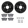 8312-59045 Drilled/Slotted Brake Rotors with 3000-Series Ceramic Brake Pads Kit & Hardware [Black], 1998-2002 Acura/Honda, Posit