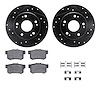 8312-59047 Drilled/Slotted Brake Rotors with 3000-Series Ceramic Brake Pads Kit & Hardware [Black], 2003-2008 Acura/Honda, Posit