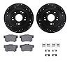 8312-59049 Drilled/Slotted Brake Rotors with 3000-Series Ceramic Brake Pads Kit & Hardware [Black], Fits Select Acura/Honda, Pos - image 1