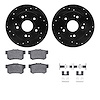 8312-59053 Drilled/Slotted Brake Rotors with 3000-Series Ceramic Brake Pads Kit & Hardware [Black], 1998-2002 Acura/Honda, Posit - image 1