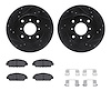 8312-59055 Drilled/Slotted Brake Rotors with 3000-Series Ceramic Brake Pads Kit & Hardware [Black], 1992-1996 Acura/Honda, Posit - image 1
