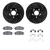 8312-59057 Drilled/Slotted Brake Rotors with 3000-Series Ceramic Brake Pads Kit & Hardware [Black], 2003-2006 Acura/Honda, Posit - image 1