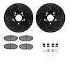 8312-59058 Drilled/Slotted Brake Rotors with 3000-Series Ceramic Brake Pads Kit & Hardware [Black], 1999-2004 Acura/Honda, Posit - image 1