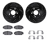 8312-59060 Drilled/Slotted Brake Rotors with 3000-Series Ceramic Brake Pads Kit & Hardware [Black], 2002-2011 Acura/Honda, Posit - image 1