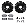 8312-59062 Drilled/Slotted Brake Rotors with 3000-Series Ceramic Brake Pads Kit & Hardware [Black], 2001-2008 Acura/Honda, Posit - image 1