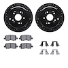 8312-59063 Drilled/Slotted Brake Rotors with 3000-Series Ceramic Brake Pads Kit & Hardware [Black], 2002-2004 Acura/Honda, Posit - image 1