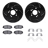 8312-59064 Drilled/Slotted Brake Rotors with 3000-Series Ceramic Brake Pads Kit & Hardware [Black], 2003-2017 Acura/Honda, Posit - image 1