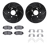 8312-59066 Drilled/Slotted Brake Rotors with 3000-Series Ceramic Brake Pads Kit & Hardware [Black], 2016-2021 Acura/Honda, Posit - image 1