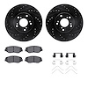 8312-59067 Drilled/Slotted Brake Rotors with 3000-Series Ceramic Brake Pads Kit & Hardware [Black], 2005-2015 Acura/Honda, Posit - image 1