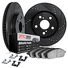 8312-59068 Drilled/Slotted Brake Rotors with 3000-Series Ceramic Brake Pads Kit & Hardware [Black], 2012-2016 Acura/Honda, Posit - image 1