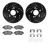 8312-59072 Drilled/Slotted Brake Rotors with 3000-Series Ceramic Brake Pads Kit & Hardware [Black], 2002-2011 Acura/Honda, Posit - image 1