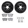 8312-59075 Drilled/Slotted Brake Rotors with 3000-Series Ceramic Brake Pads Kit & Hardware [Black], 2010-2015 Acura/Honda, Posit - image 1