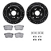 8312-59076 Drilled/Slotted Brake Rotors with 3000-Series Ceramic Brake Pads Kit & Hardware [Black], 2005-2018 Acura/Honda, Posit - image 1