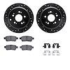 8312-59077 Drilled/Slotted Brake Rotors with 3000-Series Ceramic Brake Pads Kit & Hardware [Black], 2005-2010 Acura/Honda, Posit - image 1