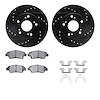 8312-59080 Drilled/Slotted Brake Rotors with 3000-Series Ceramic Brake Pads Kit & Hardware [Black], 2011-2015 Acura/Honda, Posit - image 1