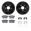 8312-59082 Drilled/Slotted Brake Rotors with 3000-Series Ceramic Brake Pads Kit & Hardware [Black], 2008-2017 Acura/Honda, Posit - image 1